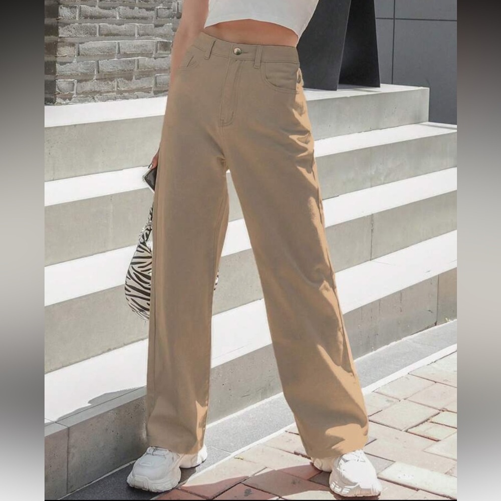 Dazy Tan Wide-Leg, Mid-Rise Jeans
